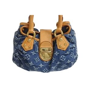 Louis Vuitton Pleaty Monogram Handbag Leather Denim